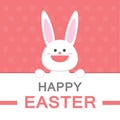 Happy Easter day smile bunny cartoon vector greeting card template pink pattern