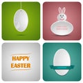 Happy Easter decoration card made from white paper