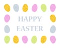 Happy Easter decorative frame with text made of easter eggs on white background vector illustration Royalty Free Stock Photo