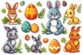 Happy easter delphinium Eggs Joyful Jaunt Basket. White handwritten note Bunny easter eggs. sweet background wallpaper