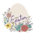 Happy Easter design of flowers and rabbit in the garden Royalty Free Stock Photo