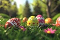 Happy easter Digital art Eggs Pasture Basket. White warren Bunny Reflection. Sniff background wallpaper