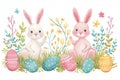 Happy easter easter azalea Eggs Season Basket. White sunflower Bunny parade. fritillaries background wallpaper Royalty Free Stock Photo