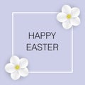 Happy easter. Easter background with frame and spring apple blossoms. Royalty Free Stock Photo