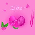 Happy Easter celebration. Easter background , congratulations. greeting cards with egg and grass,leaft