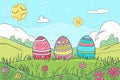 Happy easter easter basket Eggs Chocolate eggs Basket. White content space Bunny Easter Sunday. Easter egg hunt background Royalty Free Stock Photo