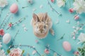 Happy easter easter brunch Eggs Easter Bunny Wreaths Basket. White Meadow Green Bunny church. easter lily background wallpaper Royalty Free Stock Photo