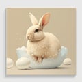 Happy Easter, Easter Bunny in Creamy Graphic, Isolate on white background.