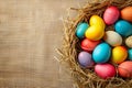 Happy easter easter egg hunt Eggs Breezy days Basket. White christ Bunny eggciting. Communion Card background wallpaper Royalty Free Stock Photo