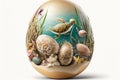 Happy Easter Easter eggs Design, A beachy egg with sea creatures and shells. Royalty Free Stock Photo