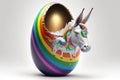 Happy Easter Easter eggs Design, A unicorn-inspired egg with a rainbow and a horn.