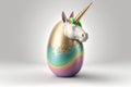 Happy Easter Easter eggs Design, A unicorn-inspired egg with a rainbow and a horn.