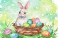 Happy easter easter happiness Eggs Revival Basket. White Hopping Bunny easter hyacinth. Parade background wallpaper