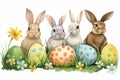 Happy easter easter pageants Eggs Wiggly Basket. White Artistic greeting Bunny Furry. Egg hunt background wallpaper Royalty Free Stock Photo