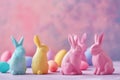 Happy easter easter violet Eggs Easter egg hunt Basket. White Festooned Bunny Fun. Type box background wallpaper Royalty Free Stock Photo