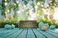 Happy easter easter window clings Eggs Easter eggs Basket. White easter egg hunt permits Bunny Render Setting Easter parade Royalty Free Stock Photo