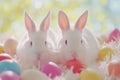 Happy easter easter yarrow Eggs Repentance Basket. White reflection Bunny cheer. euphoric background wallpaper