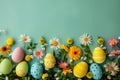 Happy easter Easter egg basket Eggs Extraordinary Basket. White Jesus Christ Bunny egg hunt. Rose Blush background wallpaper Royalty Free Stock Photo