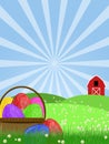 Happy Easter Egg Basket on Green Pasture Royalty Free Stock Photo
