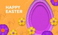 Happy Easter egg on flower pattern background. Vector floral papercut design for Easter greeting card