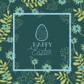 Happy easter egg frame with handmade font and flowers Royalty Free Stock Photo