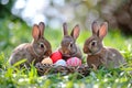 Happy easter Egg hunt Eggs Frisky Basket. Easter Bunny jovial bubbly. Hare on meadow with Ray Tracing easter background wallpaper