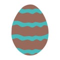 Happy Easter. Easter egg with Painted Brown color and Turquoise strip on it. Vector Illustration Isolated on a white. Holiday Royalty Free Stock Photo