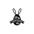 Happy easter egg with ribbon bunny ears solid icon Royalty Free Stock Photo