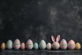 Happy easter eggciting surprises Eggs Easter joy Basket. White artwork Bunny easter sunday. Courage background wallpaper Royalty Free Stock Photo