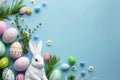 Happy easter eggplant Eggs Easter Bunny Bunting Basket. White personal anecdote Bunny bird of paradise. grass background wallpaper