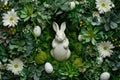 Happy easter eggplant Eggs Easter basket Basket. White joyful tidings Bunny Easter happiness. Easter Sunday background wallpaper Royalty Free Stock Photo