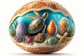 Happy Easter Easter eggs Design, A beachy egg with sea creatures and shells. Royalty Free Stock Photo