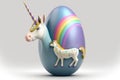 Happy Easter Easter eggs Design, A unicorn-inspired egg with a rainbow and a horn.