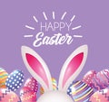 Happy Easter eggs figures decoration with easter rabbit