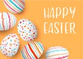 Happy Easter eggs frame with text. Colorful easter eggs on golden background Royalty Free Stock Photo