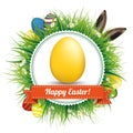 Happy Easter Eggs Hare Ears Emblem Royalty Free Stock Photo