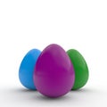 Happy easter eggs, poster, colored realistic eggs, white background, holiday card, isolated