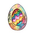 Happy Easter. An elegant rainbow-colored egg. Isolated on a white background as a designer blank