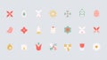 Happy easter elements. Colorfull simple vector icons with abstract bunny, bird, flowers, tulip.