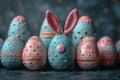 Happy easter Enchanting Eggs Fragrant flowers Basket. White breathing room Bunny breezy. green bunny background wallpaper