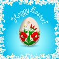 Happy Easter - English text and painted easter egg Royalty Free Stock Photo