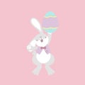 happy easter festival with animal pet bunny rabbit and egg pastel color