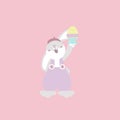 happy easter festival with animal pet bunny rabbit and egg, pastel color