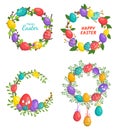 Happy easter. Festive decoration with spring elements and eggs Royalty Free Stock Photo