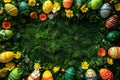 Happy easter Festive Feasts Eggs Easter Hare Basket. White religious message Bunny zany. Beautiful bunch background wallpaper Royalty Free Stock Photo