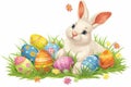 Happy easter festivity Eggs Chocolate eggs Basket. White handmade card Bunny diy. chuckle background wallpaper