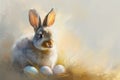 Happy easter figure Eggs Blooming Bounty Basket. White nature Bunny new life. winsome background wallpaper