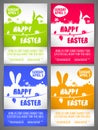 Happy easter Flyer templates Set with the big-eared rabbits silhouettes on the meadow Royalty Free Stock Photo