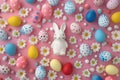 Happy easter forgiveness Eggs Easter basket selections Basket. White humor Bunny carnations. jubilant background wallpaper