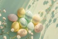 Happy easter forsythias Eggs Chickadee Chirps Basket. White easter sunflower Bunny Celebration. representation background